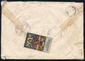 1944 Cenzúrázott ajánlott levél Szent Margit 8 x 30f bérmentesítéssel Svédországba küldve / Censored...