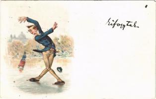 1899 Ice skate, winter sport. litho (EM)