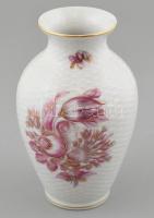 Herendi porcelán virágmintás váza, kézzel festett, jelzett, hibátlan. m: 14,5 cm