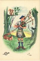 1929 Birckenhead, Cserkész Világ Jamboree: skót cserkész. Olasz kiadás / Scout Jamboree: Scottish scout. ASCI Commissariato Regionale Lombardo - Italian edition s: Bigio