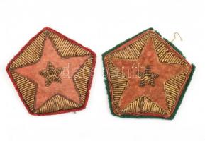 cca 1949 Politikai tiszti hímzett karjelvény két darab. / Political officer two emboided signs 5,5x5x,5 cm