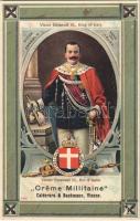 Viktor Emanuel III, King of Italy. Creme Millitaine Calderara & Bankmann, Vienne. Art Nouveau, litho