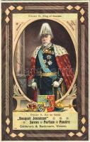 Oscar II, King of Sweden. Bouquet Jeunesse Savon, Parfum, Poudre Calderara & Bankmann, Vienne. Art Nouveau, litho