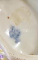 Porcelán lány figura, kézzel festett, jelzett, apró sérüléssel, m: 12,5 cm