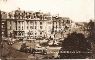 1930 Bucuresti, Bucharest, Bukarest; Bul. I.C. Bratianu cu Universitatea / street with trams