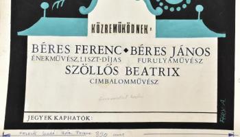 Fery Antal (1908-1994): Dalolj velünk! (plakátterv). Tempera, kollázs, papír, jelzett, 39,5x26,5 cm ...