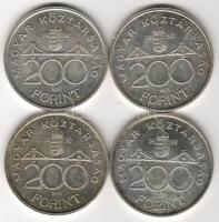 1992 200Ft MNB 4db ezüst T:1 Ezüstáron kikiáltva!!