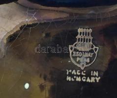 Zsolnay eozin mázas madaras névjegykártyatartó, jelzett, kopásnyomokkal, 13,5 cm