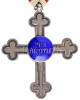 1917. "II. Osztályú Érdemkereszt Lelkészek Számára vörös-fehér szalagon" zománcozott Ag ki...