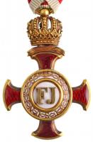 Osztrák-Magyar Monarchia 1869-1914. "Koronás Arany Érdemkereszt a Vitézségi Érem szalagján, kar...