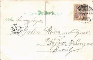 1900 Húsvéti üdvözlet! Kerékpáros nyulak / Fröhlichte Ostern / Easter greeting, rabbits on tandem bi...