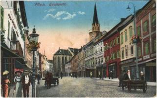 1917 Villach (Kärnten), Hauptplatz / main square, shops (EK)