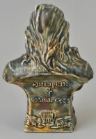 Zsolnay Vilmos mellszobra Formába préselt fehércserép. Zöldeskék eozinmázakkal festett. Kapás Nagy M...