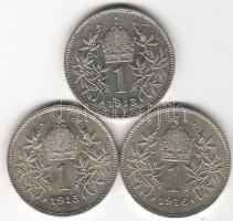 Ausztria 1K 1912,13,16 ezüst 1-1db T:1/2