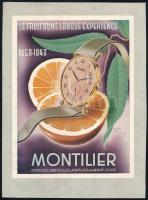 1943 Montilier francia nyelvű svájci karóra reklám, 21x15 cm