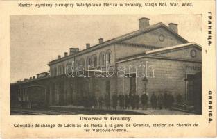 Granica, Dworzec w Granicy, Comptoir de change de Ladislas de Hertz a la gare de Granica, station de chemin de fer Varsovie-Vienne / railway station of the Warsaw-Wien line (EK)