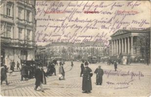 1914 Budapest VIII. Múzeum körút, Nemzeti Múzeum, villamos, csendőr. M.T. és F.I. Koch és Pór kiadása (EK)