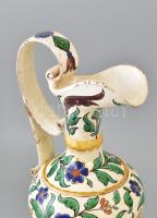 Badár Balázs (1855-1938): Díszkancsó, mázas kerámia, kézzel festett, jelzett, mázhibákkal, apró lepa...