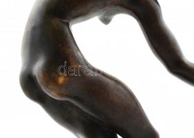 Kerényi Jenő (1908-1975): Táncosnő (Táncoló art deco nőalak), 1929-30 körül. Patinázott bronz, kő ta...