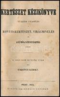 Galgóczy Károly: Kertészet kézikönyve. Tüzetes utasítás a konyhakertészet, virágmívelés és gyümölcstenyésztés körében. Pest, 1854, Heckenast Gusztáv, (Landerer és Heckenast-ny.), 256 p. Első kiadás. Átkötött modern félvászon-kötésben, az eredeti hátulsó papírborítót bekötötték, foltos.