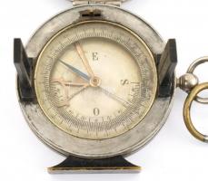 Régi fedeles, talpra is állítható iránytű, lánccal, kopásnyomokkal, működik, d: 7 cm / Compass