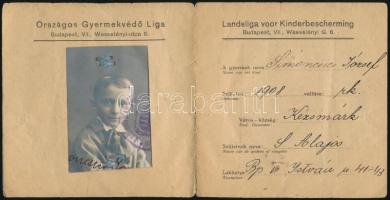 cca 1920 Országos Gyermekvédő Liga által kiállított fényképes személyazonossági igazolvány