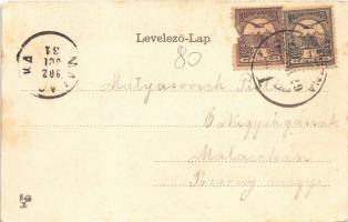 1902 Kovászna, Covasna; Sétatér. Szecessziós litho keret szőlővel / promenade. Art Nouveau, litho fr...