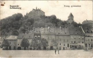 1906 Segesvár, Schässburg, Sighisoara; Evangélikus gimnázium, sörcsarnok, üzletek / Evang. Gymnasium / Lutheran grammar school, beer hall, inn, shops (EK)