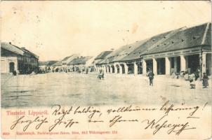 1904 Lippa, Lipova; Fő tér, üzletek / main square, shops (fl)