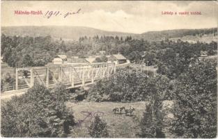 1911 Málnásfürdő, Malnas Bai; látkép a vasúti híddal / railway bridge (fa)