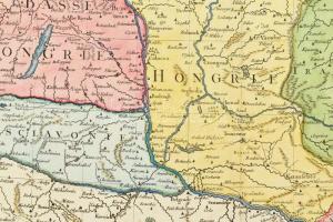 Le Royaume de Hongrie Divisé en Haute et Basse Hongrie Transilvanie Esclavonie et Croatie. 
Dresse ...