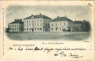 1900 Nagyszeben, Hermannstadt, Sibiu; K. u. Honvéd-Kaserne / Honvéd laktanya. Carl F. Jickeli kiadása / Austro-Hungarian K.u.K. military barracks (fl)