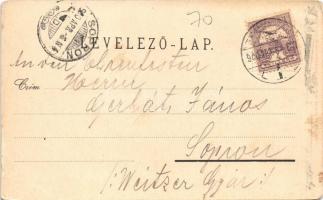 1900 Temesvár, Timisoara; Állami reál iskola, Losonczy tér, Jenő herceg tér, Városi tűzoltótorony. K...