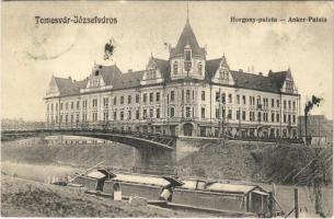1912 Temesvár, Timisoara; Anker-Palais / Józsefváros, Horgony palota, kávéház, híd. Gerő Manó kiadása / palace, café, bridge (EK)