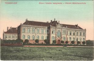 Temesvár, Timisoara; Állami felsőbb leányiskola. Moravetz Testvérek kiadása / girls' school