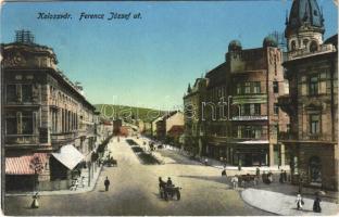 1916 Kolozsvár, Cluj; Ferenc József út, Berlitz nyelviskola, üzletek / street view, language school, shops (EK)