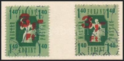 1953 Kisegítő 3Ft kettős felülnyomással + támpéldány / Mi P3 with double overprint sign: Leitold