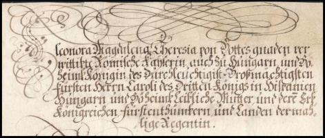 1711 Eleonóra Magdolna (1655-1720) magyar krályné I. Lipót császár feleségének autográf aláírással e...