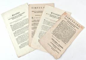 1803-1822 4 db Circulare különféle, főleg pénzőgyi, adózási témákkal, illetékekről / 4 Circulares about steuer stempel and finanical issues.
