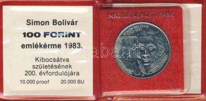 1983. 100Ft "Simon Bolivar" T:BU Eredeti tokban, tanúsítvánnyal!