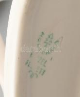 Hollóházi porcelán balerina, kézzel festett, jelzett, két helyen apró lepattanással. m: 13 cm