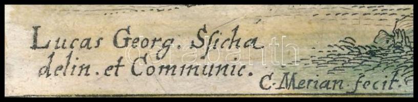 1664 Tokaj látképe. Prospect der Vöstung Tockai. Matthaeus Merian, Színezett rézmetszet. Szép állapo...