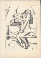 Molnár C. Pál (1894-1981): Ásítás. Kis szériás ofszet, papír, 29,5×21 cm