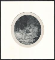 Franz von Bayros (1866-1924): Erotikus heliogravűr, papír, jelzés nélkül, paszpartuban, 12×11 cm