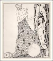 Kozma Lajos (1884-1948): Testek. Cinkográfia, papír, jelzett a cinkográfián, paszpartuban, 19,5×16,5...