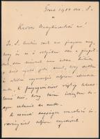 1904 gróf Tisza István (1861-1918) miniszterelnök miniszterelnök saját kézzel írt levele Szél Kálmán nagyszalontai esperesnek melyben református egyházi ügyekben írott levelére reagál. Két, kézzel beírt oldal