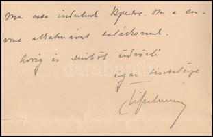 1904 gróf Tisza István (1861-1918) miniszterelnök miniszterelnök saját kézzel írt levele Szél Kálmán...