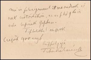 1886 Tisza Kálmán (1830-1902) miniszterelnök saját kézzel írt levele Szél Kálmán nagyszalontai esper...