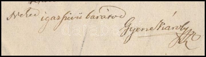 1842 Gyene Károly (1805-1878) országgyűlési képviselő, újságíró autográf levele Szél Györgynek, Szél...