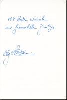 Carl Christian Habsburg herceg (1954-) autográf német nyelvű sorai és autográf aláírása kártyán. Lapra montírozva (nem ragasztva), feliratozva. / Archduke Carl Christian of Austria (1954-) autograph lines in German languague and signature on a card. Mounted (not glued) on a piece of paper, with description.